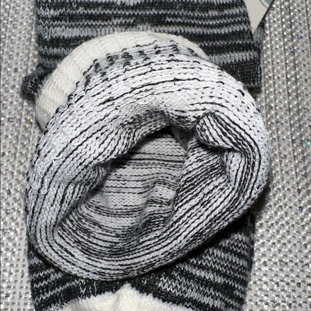 Alaska Knits Black Gray Ivory Heather Traditional Wool Blend Knee High Socks